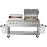 72 in. Commercial Outdoor Propane Gas Grill with 36 in. Roll Dome Cover and 36 in. Pizza Oven in Stainless-Steel, ETL Listed (CGKIT7-D36P36)